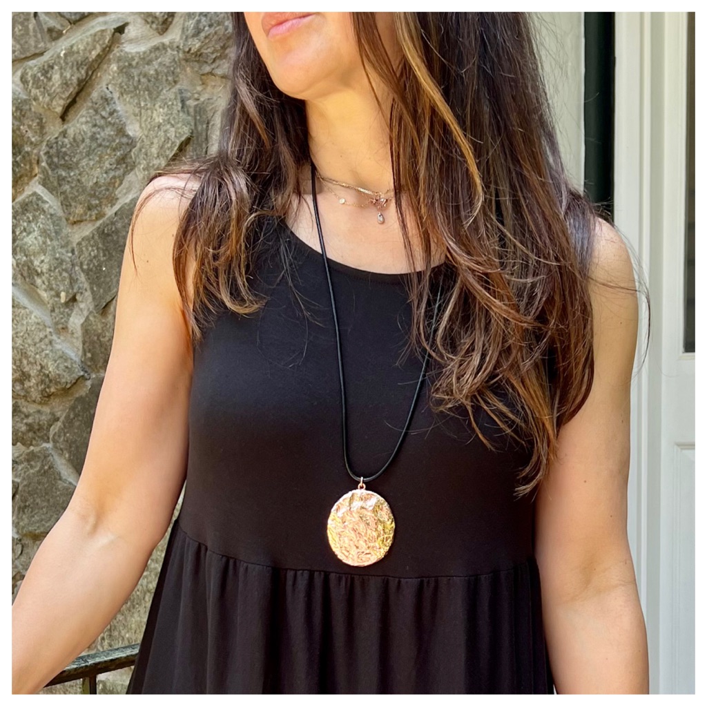 Paris Leather Chain Rose Hammered Necklace Fabulous